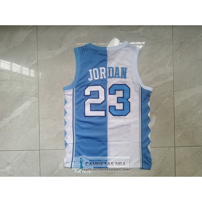 Camiseta NCAA North Carolina Tar Heels Michael Jordan NO 23 Split Azul Blanco